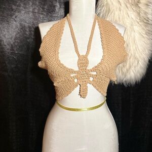 Handmade Crochet Halter Top | Boho Festival Crop Size small